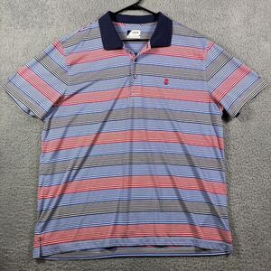 IZOD Golf Men's Striped Performance Polo Shirt Navy Blue Red‎ Athletic XXL